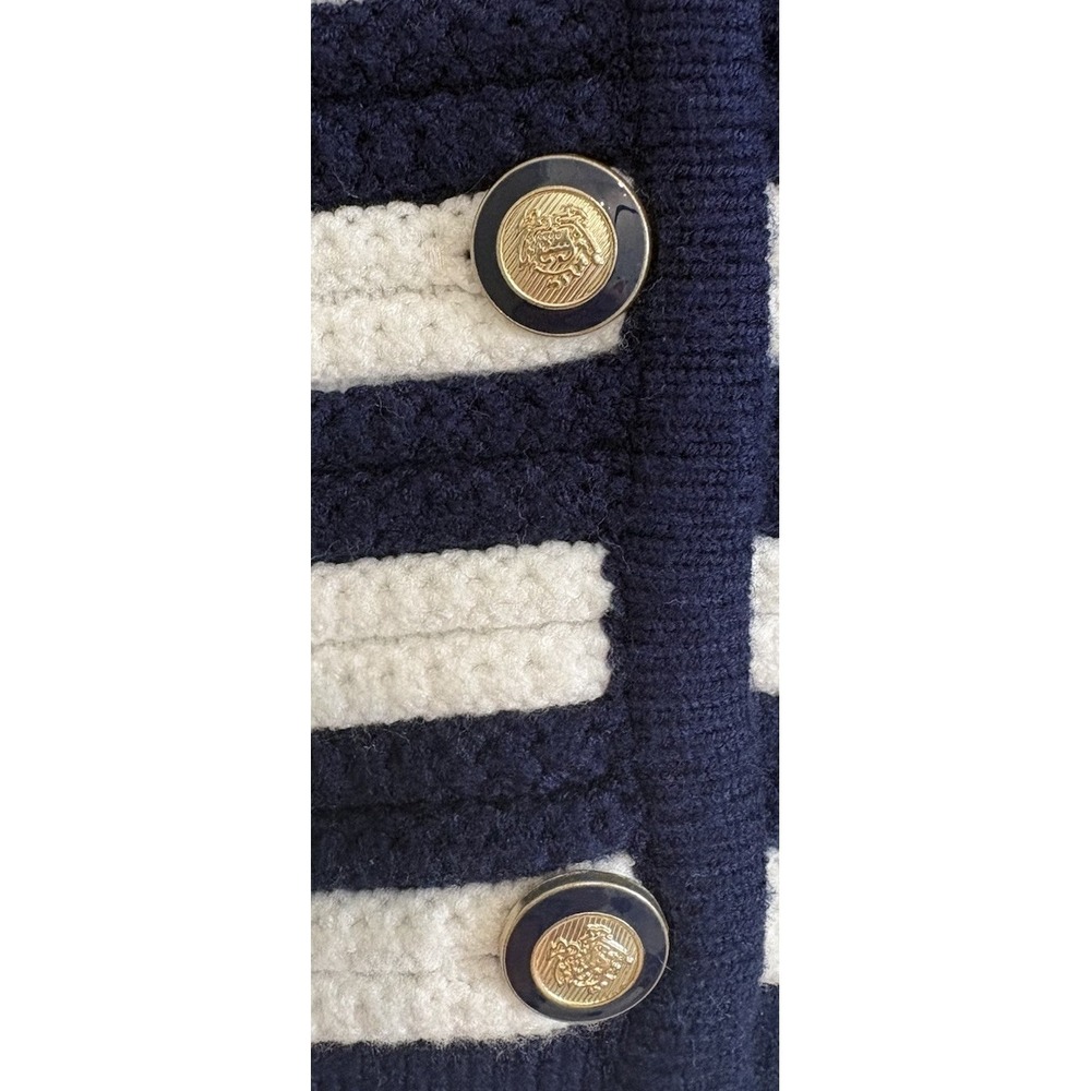 Joie Costal Grandma-core Sweater Vest Navy White Chic Gold Button textured Knit - Picture 4 of 10